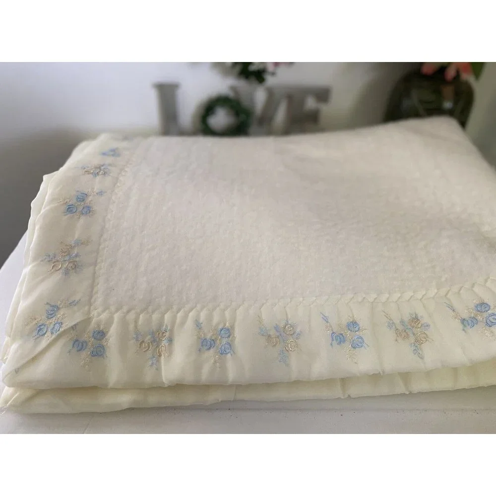 Vintage North‎ Star Acrylic Chatham Baby Blanket Satin Binding Pale Yellow 36x50